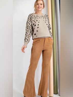 🤎LAST1️⃣🤎New Easel Soft Faux Suede Trendy Bell Bottom Pants